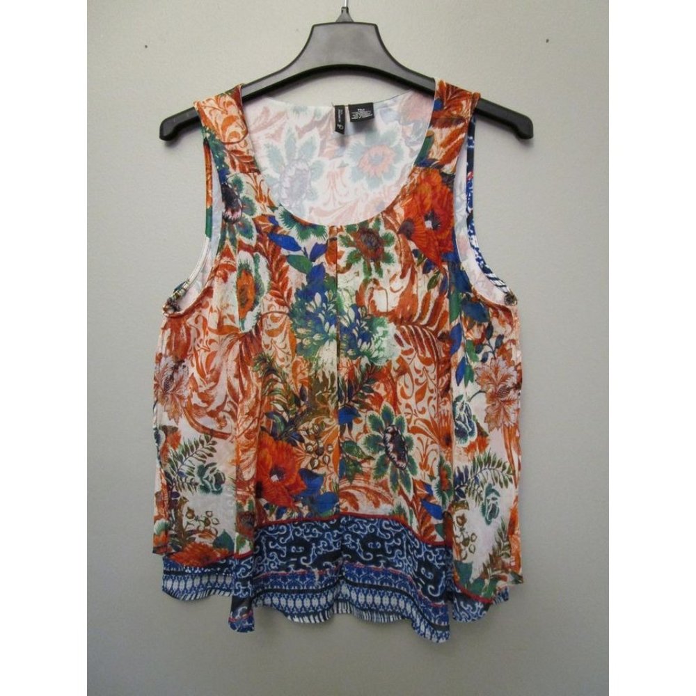 new directions Floral Print Tank Top in Orange, Blue, Green
